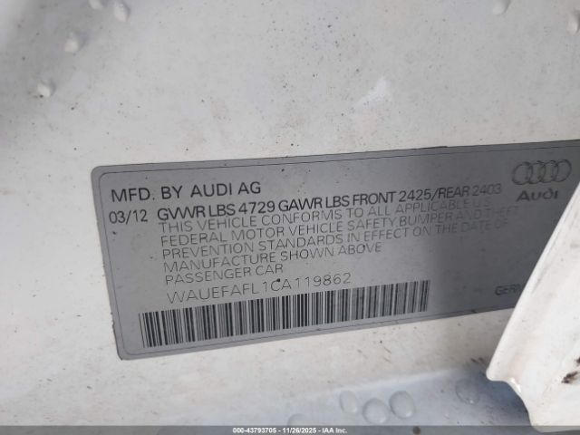 2012 AUDI A4 WAUEFAFL1CA119862 Photo 8