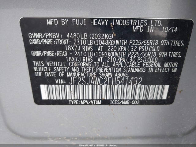 Subaru Forester 2.5i Touring 2015 JF2SJAWC2FH541432 Image 9