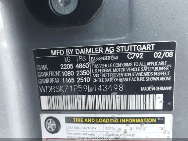 2009 MERCEDES-BENZ SL 550 WDBSK71F59F143498 Photo 8