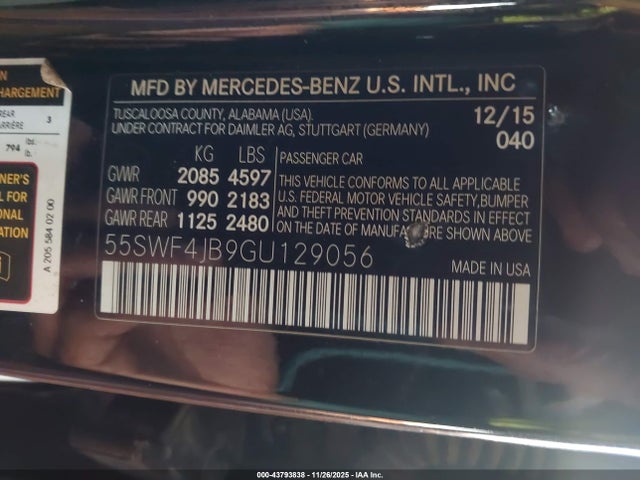 55SWF4JB9GU129056 Mercedes-Benz C 300