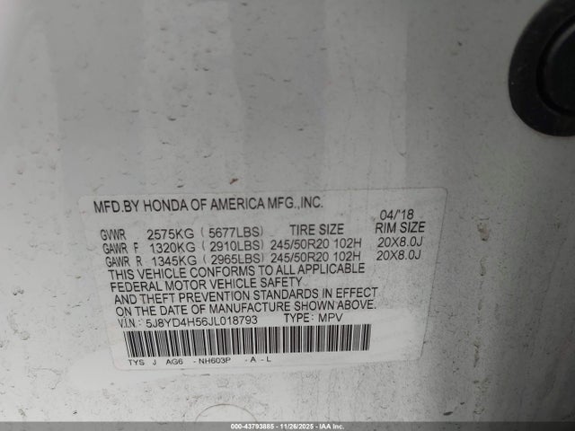 2018 ACURA MDX 5J8YD4H56JL018793 Photo 8