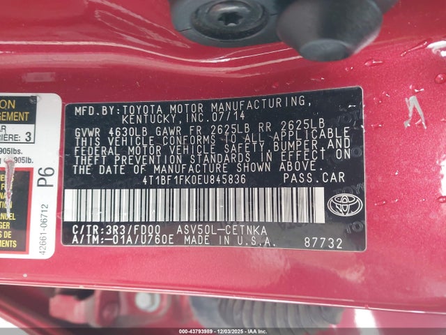 Aukcja sprzedaży 2014 Toyota Camry Le, vin: 4T1BF1FK0EU845836, numer aukcji: 43793989