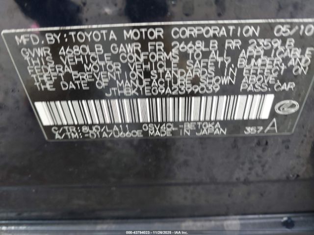 2010 LEXUS ES 350 JTHBK1EG9A2399039 Photo 8