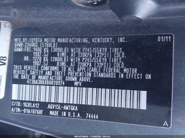 2011 TOYOTA VENZA 4T3BA3BBXBU020924 Photo 8