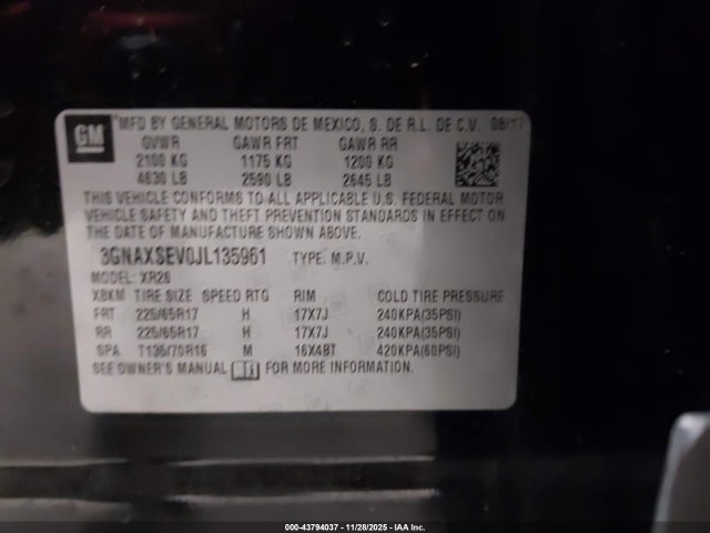 3GNAXSEV0JL135961 Chevrolet EQUINOX LT