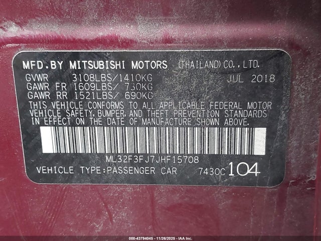 2018 MITSUBISHI MIRAGE G4 ML32F3FJ7JHF15708 Photo 8