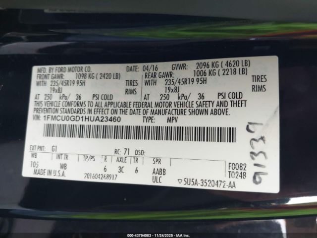 2017 FORD ESCAPE 1FMCU0GD1HUA23460 Photo 8