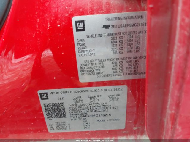 2021 GMC SIERRA 1500 3GTU9AEF5MG246215 Photo 8