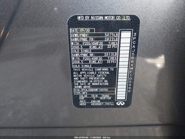 2021 INFINITI QX50 3PCAJ5BBXMF105990 Photo 8