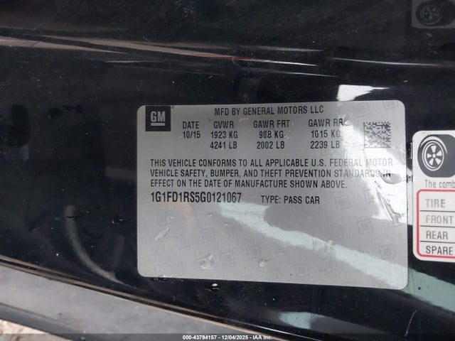 1G1FD1RS5G0121067 Chevrolet Camaro 2lt