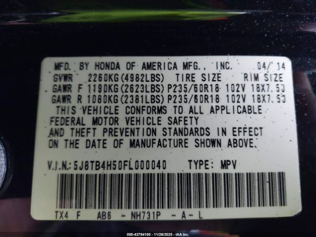 2015 ACURA RDX 5J8TB4H50FL000040 Photo 8