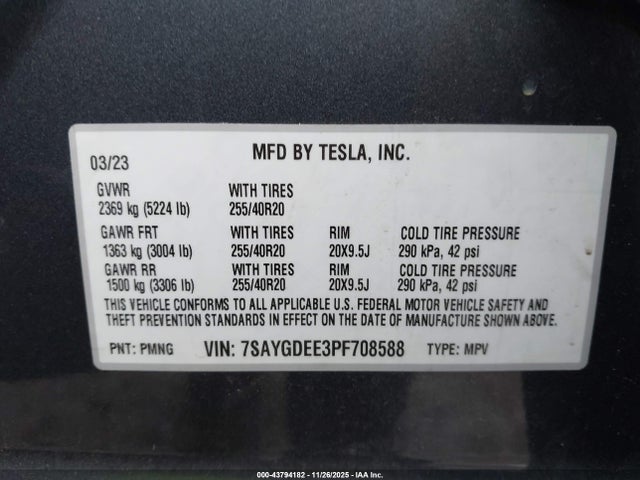 2023 TESLA MODEL Y 7SAYGDEE3PF708588 Photo 8