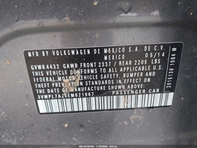 3VWPL7AJ5EM621967 Volkswagen Jetta Sportwagen 2.0l Tdi