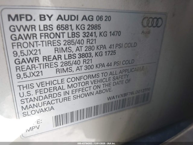 2020 AUDI Q7 WA1VXBF76LD012730 Photo 8