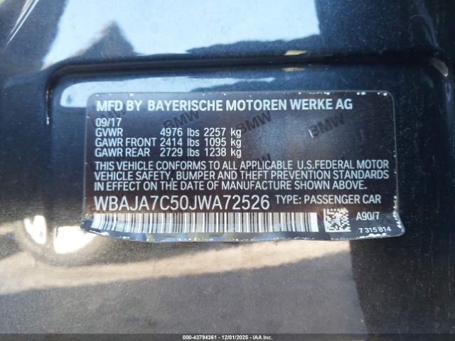 2018 BMW 530I WBAJA7C50JWA72526 Photo 8