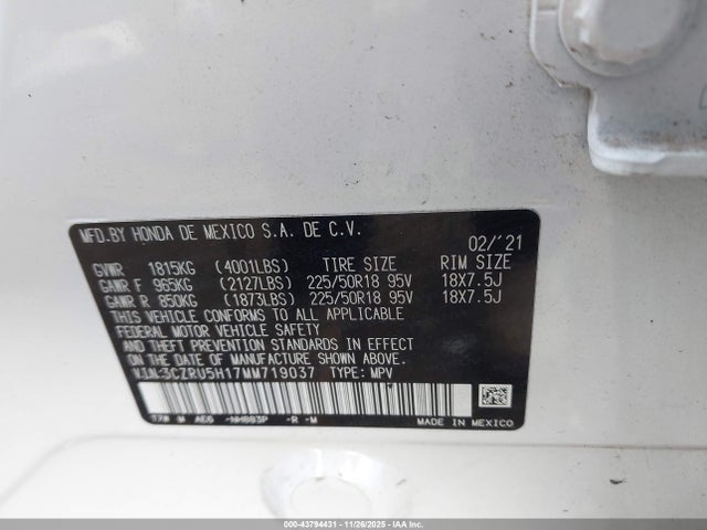 2021 HONDA HR-V 3CZRU5H17MM719037 Photo 8