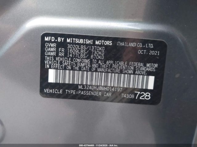 2021 MITSUBISHI MIRAGE ML32AUHJ8MH014197 Photo 8