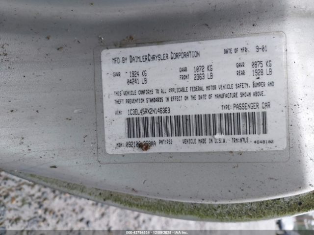 2002 CHRYSLER SEBRING 1C3EL45RX2N146363 Photo 8