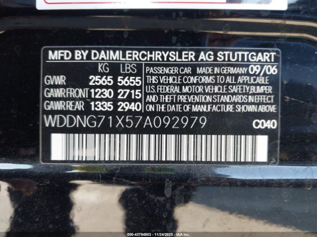 2007 MERCEDES-BENZ S 550 WDDNG71X57A092979 Photo 8