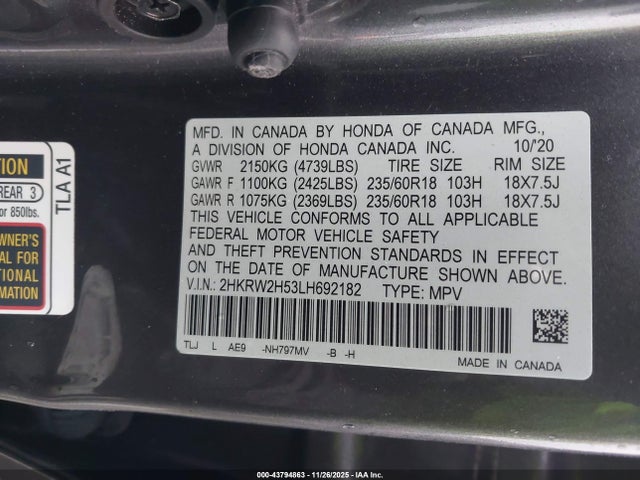 Honda Cr-v Awd Ex 2020 2HKRW2H53LH692182 Image 27