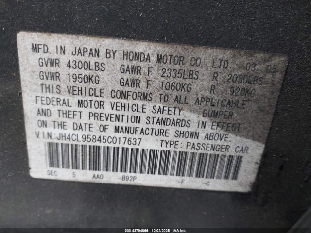 2005 ACURA TSX JH4CL95845C017637 Photo 8