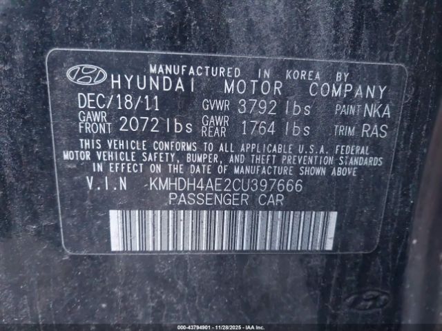 2012 HYUNDAI ELANTRA KMHDH4AE2CU397666 Photo 8