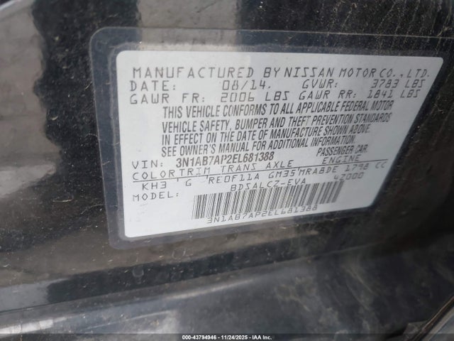 Nissan Sentra 2014 3N1AB7AP2EL681388 Image 9