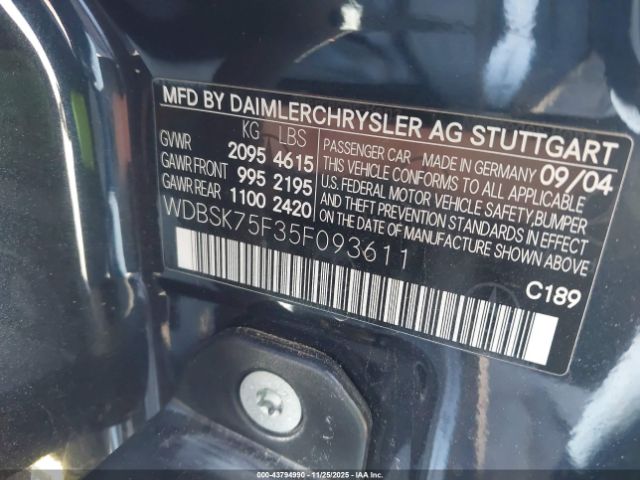 2005 MERCEDES-BENZ SL 500 WDBSK75F35F093611 Photo 8