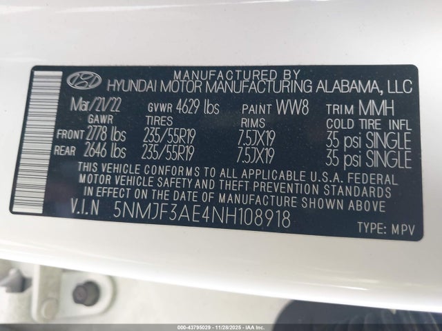 2022 HYUNDAI TUCSON 5NMJF3AE4NH108918 Photo 8
