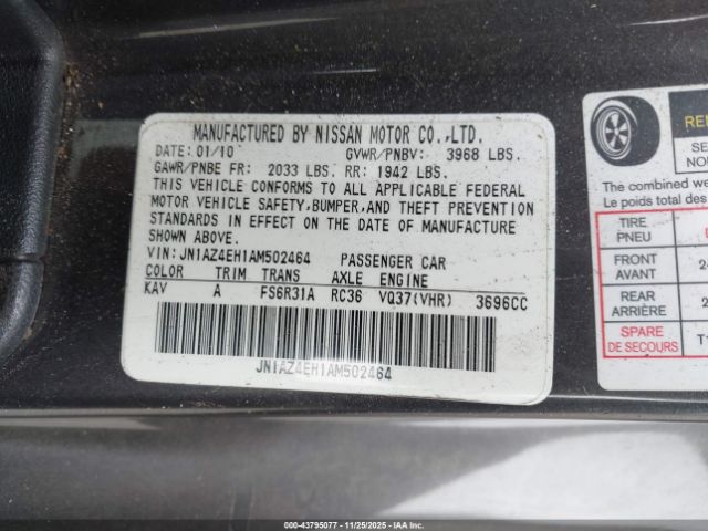 2010 NISSAN 370Z JN1AZ4EH1AM502464 Photo 8
