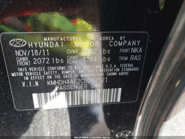 2012 HYUNDAI ELANTRA KMHDH4AE2CU367521 Photo 8