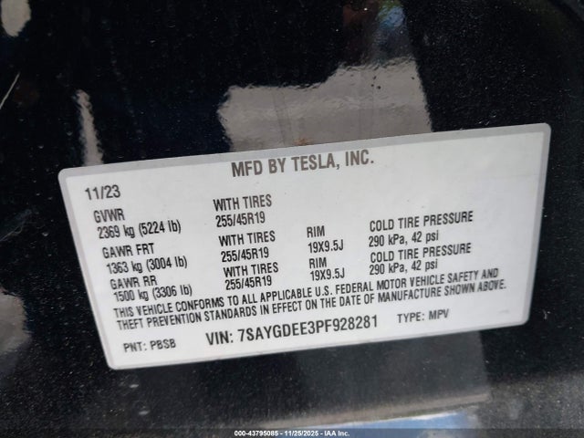 2023 TESLA MODEL Y 7SAYGDEE3PF928281 Photo 8
