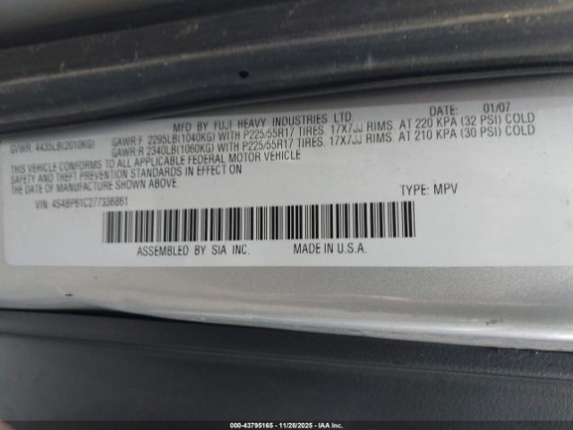 2007 SUBARU OUTBACK 4S4BP61C277336861 Photo 8