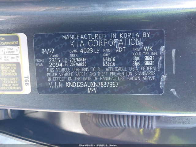Продажа на аукционе авто 2022 Kia Soul Lx, vin: KNDJ23AUXN7837967, номер лота: 43795195