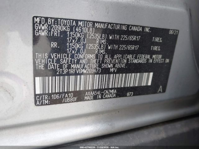 2021 TOYOTA RAV4 2T3P1RFV6MW209473 Photo 8
