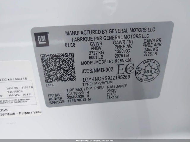 2018 CADILLAC XT5 1GYKNGRS9JZ195269 Photo 8