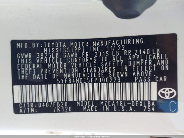 2023 TOYOTA COROLLA 5YFB4MDE5PP000229 Photo 8