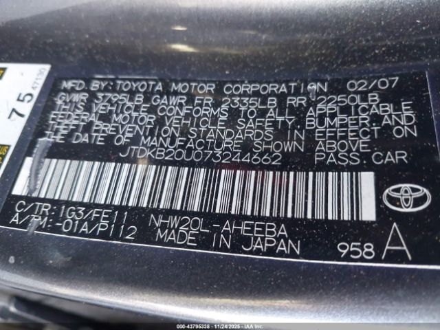 2007 TOYOTA PRIUS JTDKB20U073244662 Photo 8