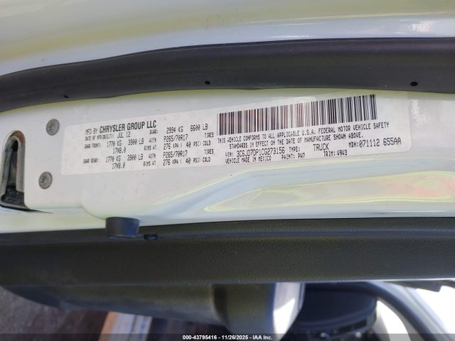 Продаж на аукціоні авто 2012 Ram 1500 St, vin: 3C6JD7DP1CG273156, номер лоту: 43795416