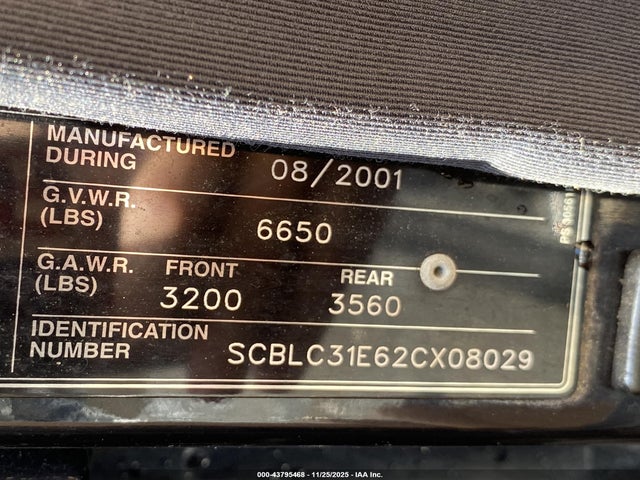 Продаж на аукціоні авто 2002 Bentley Arnage R/red Label, vin: SCBLC31E62CX08029, номер лоту: 43795468