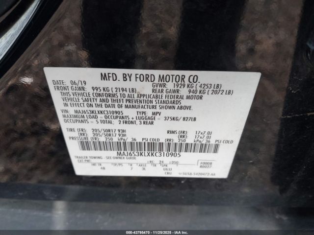 2019 FORD ECOSPORT MAJ6S3KLXKC310905 Photo 8