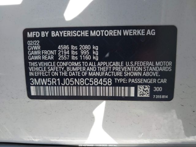 2022 BMW 330I 3MW5R1J05N8C58458 Photo 8