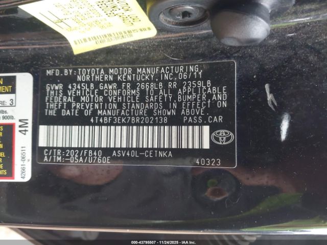 2011 TOYOTA CAMRY 4T4BF3EK7BR202138 Photo 8