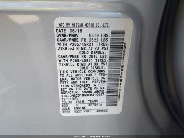 2017 INFINITI QX70 JN8CS1MW9HM410087 Photo 8