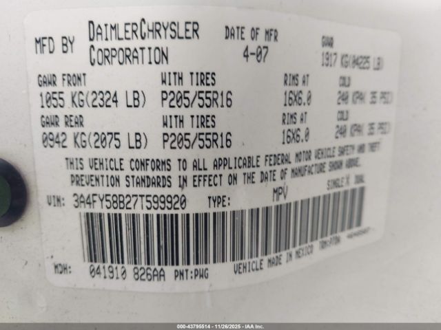 2007 CHRYSLER PT CRUISER 3A4FY58B27T599920 Photo 8