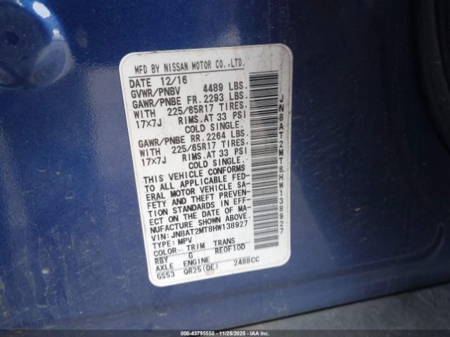 2017 NISSAN ROGUE JN8AT2MT8HW138927 Photo 8