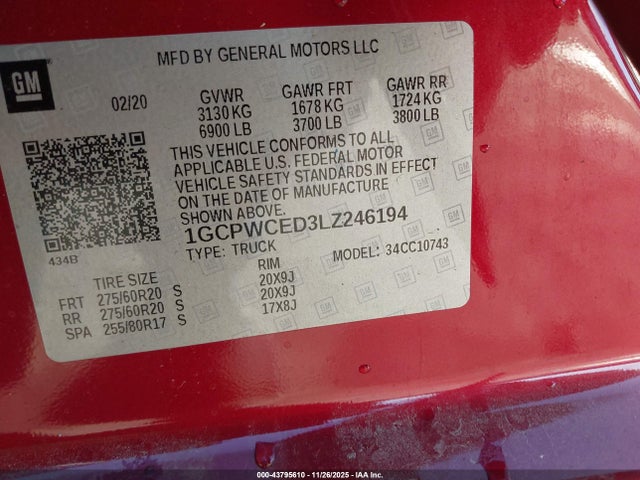 1GCPWCED3LZ246194 Chevrolet Silverado 1500 2wd Standard Bed Lt