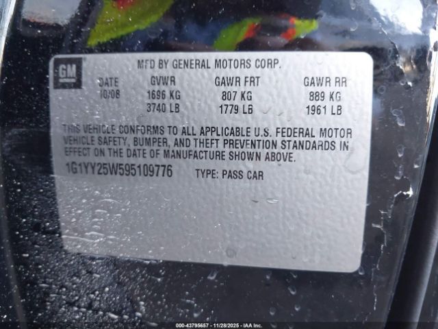 2009 CHEVROLET CORVETTE 1G1YY25W595109776 Photo 8