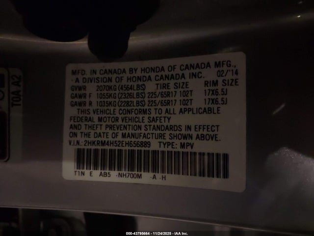 2014 HONDA CR-V 2HKRM4H52EH656889 Photo 8