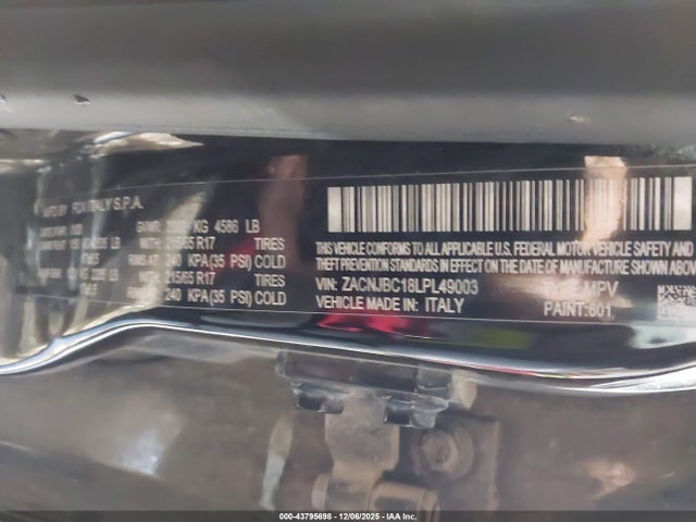 Продаж на аукціоні авто 2020 Jeep Renegade Trailhawk 4x4, vin: ZACNJBC18LPL49003, номер лоту: 43795698